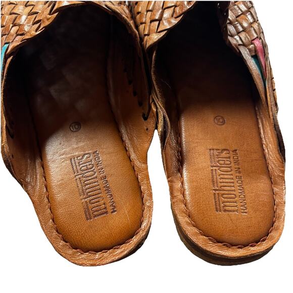 Size 10 Women's Mohinders Woven Leather Slip On Slides in Honey (Brown) - Picture 2 of 4